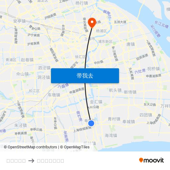 南桥汽车站 to 上海外国语大学 map