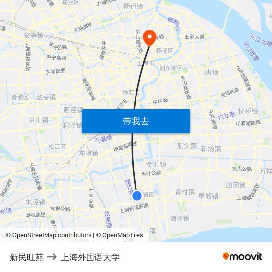 新民旺苑 to 上海外国语大学 map
