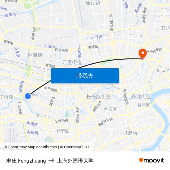丰庄 Fengzhuang to 上海外国语大学 map