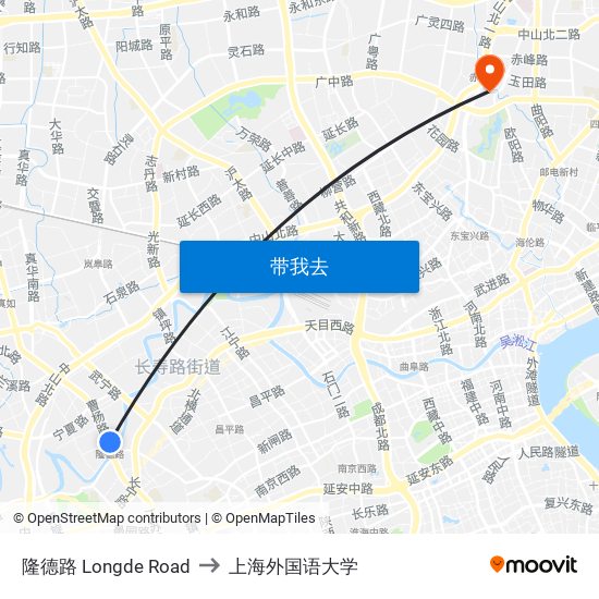 隆德路 Longde Road to 上海外国语大学 map