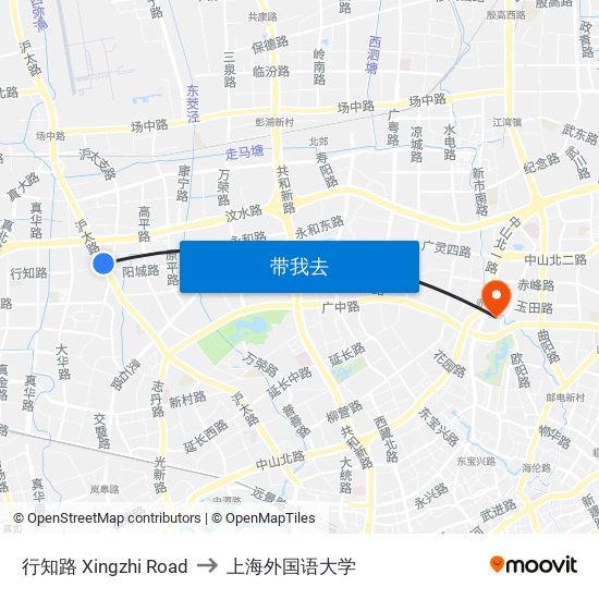 行知路 Xingzhi Road to 上海外国语大学 map