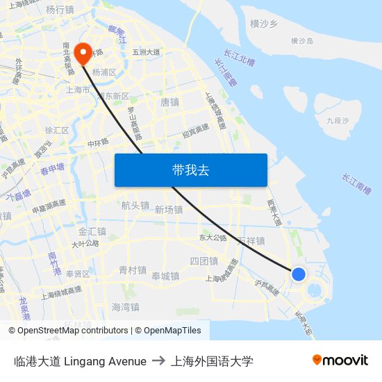 临港大道 Lingang Avenue to 上海外国语大学 map