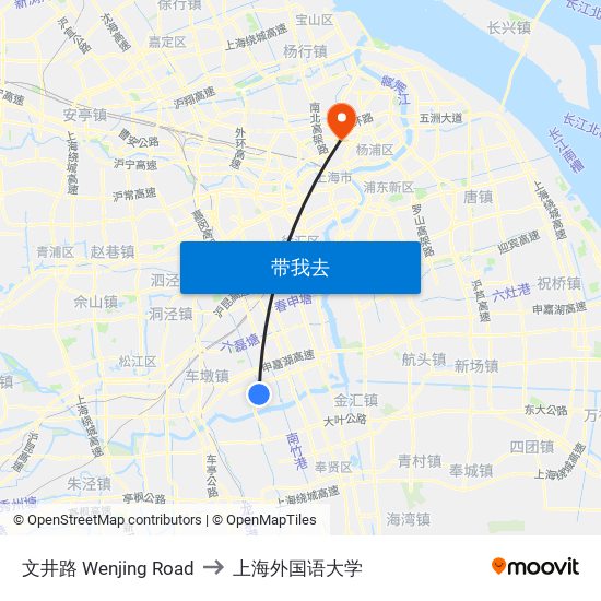 文井路 Wenjing Road to 上海外国语大学 map