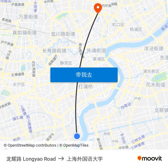 龙耀路 Longyao Road to 上海外国语大学 map
