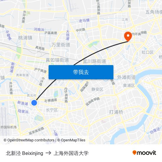 北新泾 Beixinjing to 上海外国语大学 map