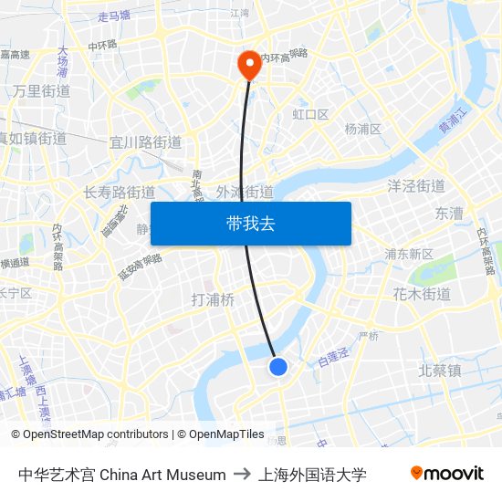 中华艺术宫 China Art Museum to 上海外国语大学 map