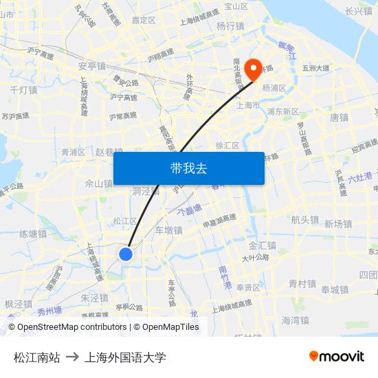 松江南站 to 上海外国语大学 map