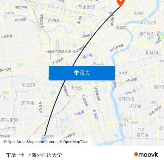 车墩 to 上海外国语大学 map