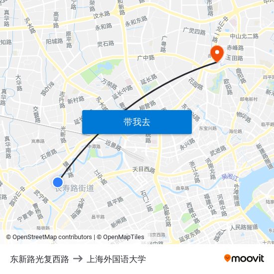 东新路光复西路 to 上海外国语大学 map