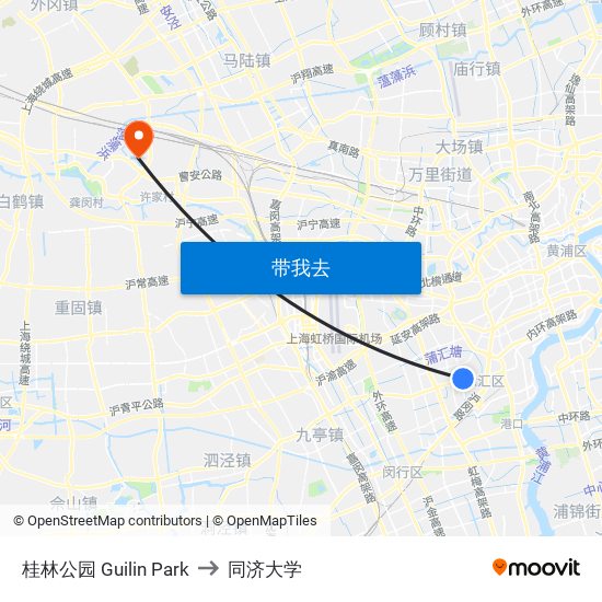 桂林公园 Guilin Park to 同济大学 map
