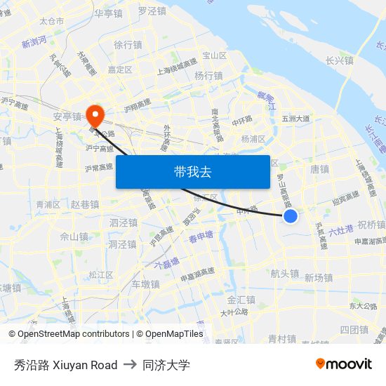 秀沿路 Xiuyan Road to 同济大学 map