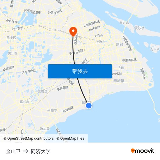 金山卫 to 同济大学 map