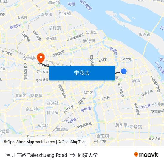 台儿庄路 Taierzhuang Road to 同济大学 map