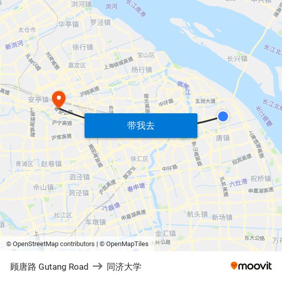 顾唐路 Gutang Road to 同济大学 map