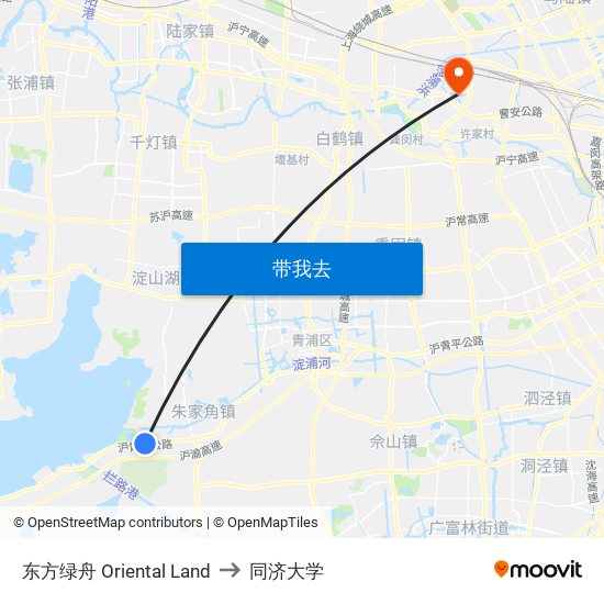 东方绿舟 Oriental Land to 同济大学 map