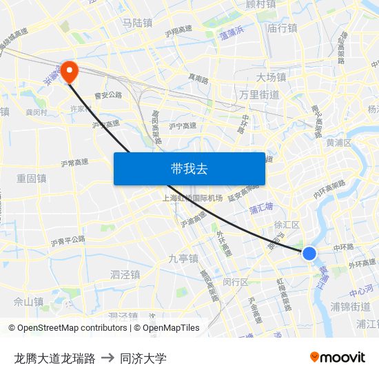 龙腾大道龙瑞路 to 同济大学 map