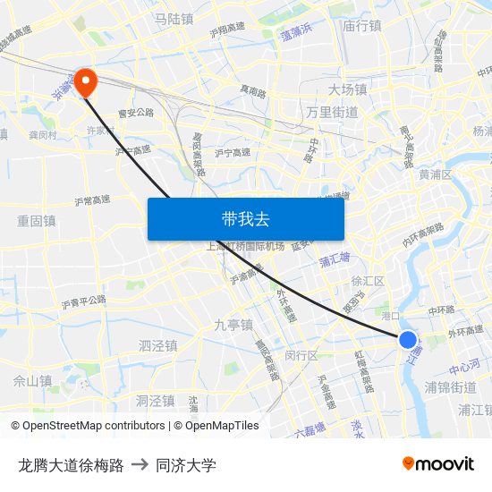 龙腾大道徐梅路 to 同济大学 map