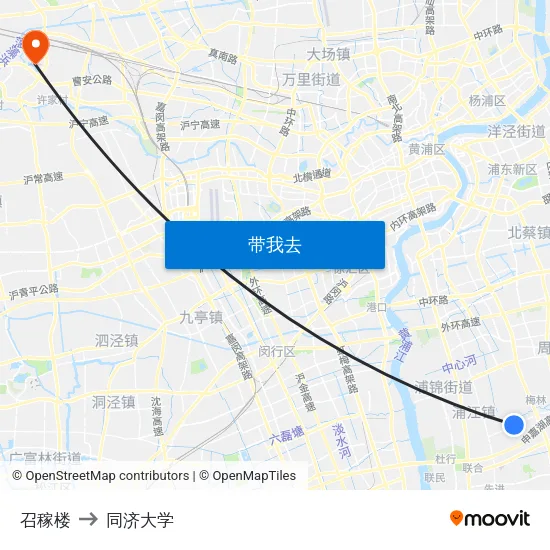 召稼楼 to 同济大学 map