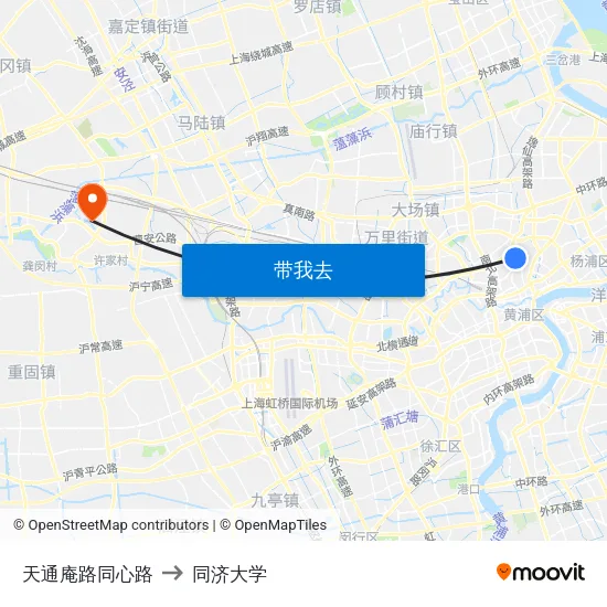 天通庵路同心路 to 同济大学 map