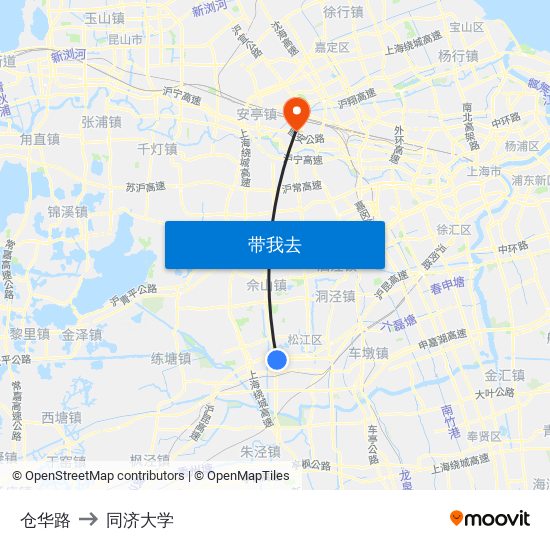 仓华路 to 同济大学 map