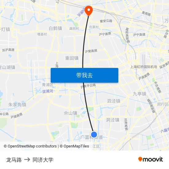 龙马路 to 同济大学 map