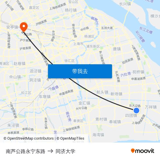 南芦公路永宁东路 to 同济大学 map