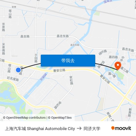 上海汽车城 Shanghai Automobile City to 同济大学 map