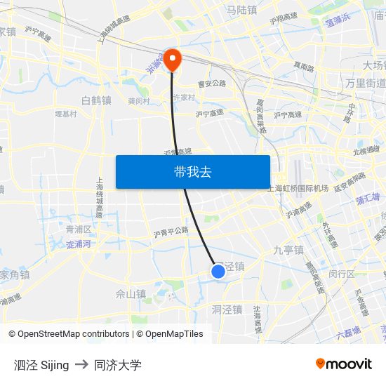 泗泾 Sijing to 同济大学 map