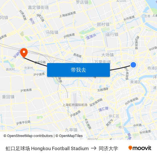 虹口足球场 Hongkou Football Stadium to 同济大学 map