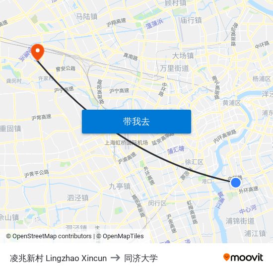 凌兆新村 Lingzhao Xincun to 同济大学 map