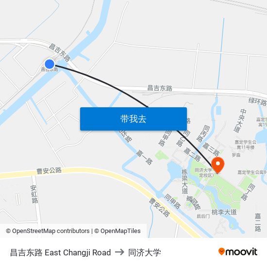 昌吉东路 East Changji Road to 同济大学 map