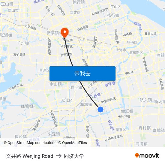 文井路 Wenjing Road to 同济大学 map