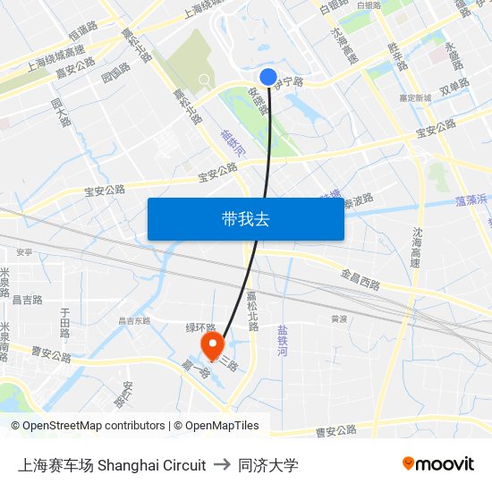 上海赛车场 Shanghai Circuit to 同济大学 map