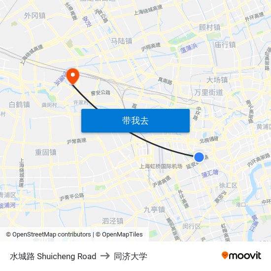 水城路 Shuicheng Road to 同济大学 map