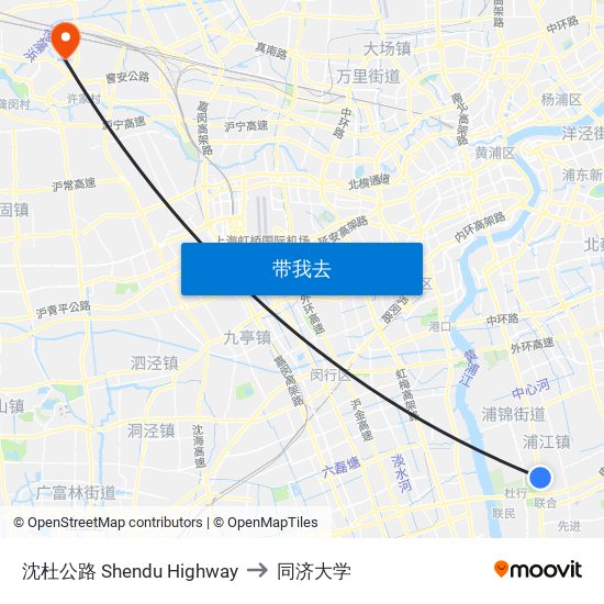 沈杜公路 Shendu Highway to 同济大学 map