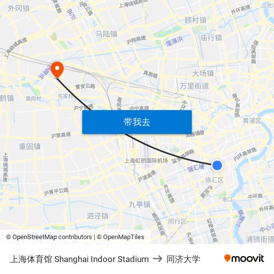 上海体育馆 Shanghai Indoor Stadium to 同济大学 map