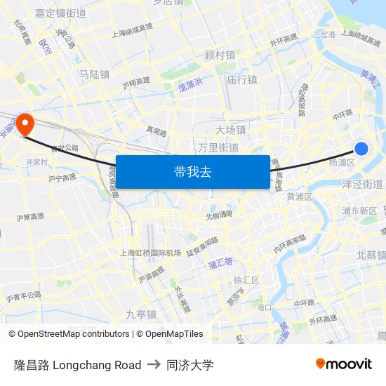 隆昌路 Longchang Road to 同济大学 map