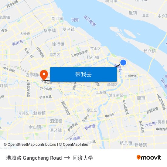 港城路 Gangcheng Road to 同济大学 map