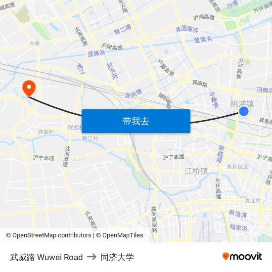 武威路 Wuwei Road to 同济大学 map