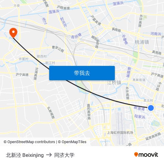 北新泾 Beixinjing to 同济大学 map