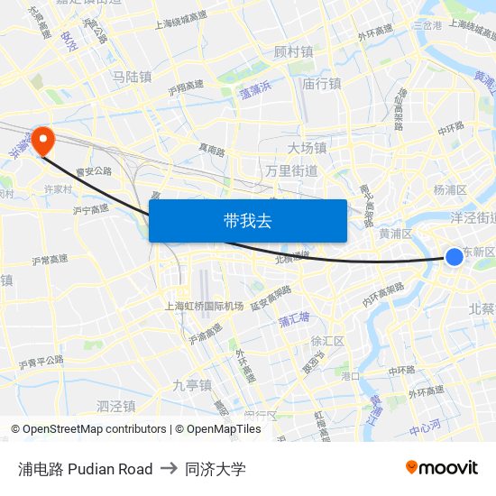 浦电路 Pudian Road to 同济大学 map