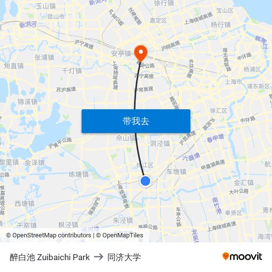 醉白池 Zuibaichi Park to 同济大学 map