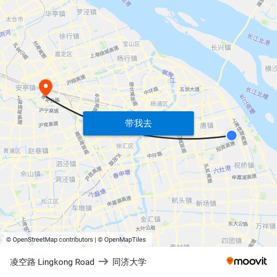 凌空路 Lingkong Road to 同济大学 map