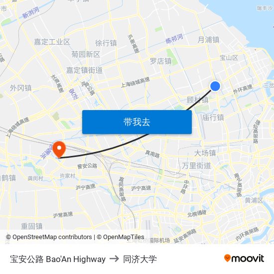 宝安公路 Bao'An Highway to 同济大学 map