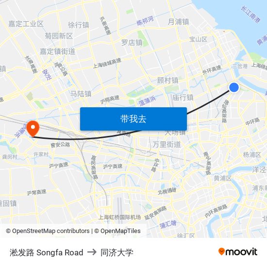 淞发路 Songfa Road to 同济大学 map