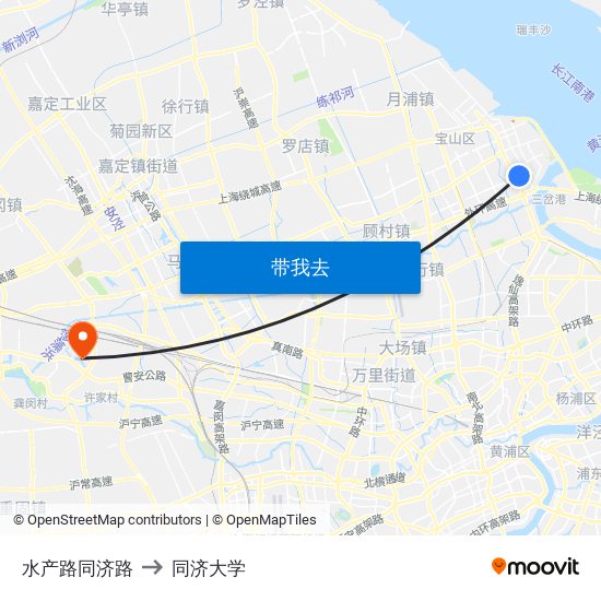 水产路同济路 to 同济大学 map