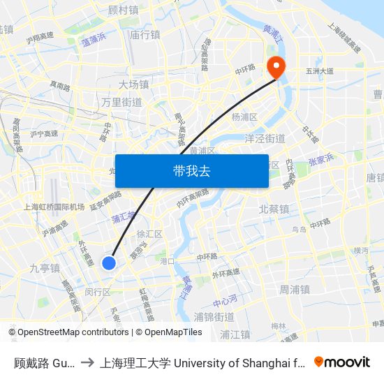 顾戴路 Gudai Road to 上海理工大学 University of Shanghai for Science and Technology map