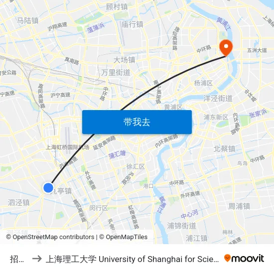 招呼站 to 上海理工大学 University of Shanghai for Science and Technology map