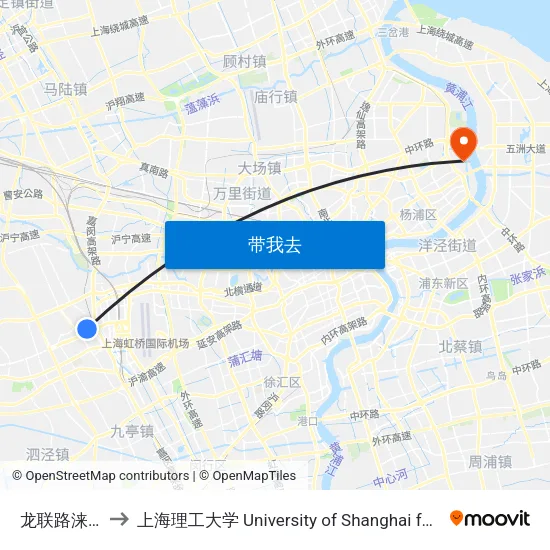 龙联路涞清路(东) to 上海理工大学 University of Shanghai for Science and Technology map