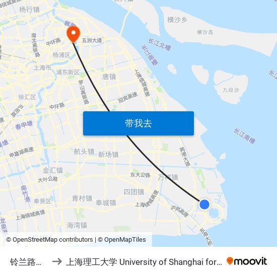 铃兰路临港大道 to 上海理工大学 University of Shanghai for Science and Technology map